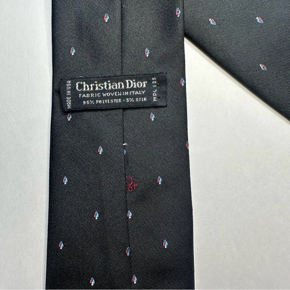 Vintage DIOR Classic Signature Black Embroidered Tie - Picture 3 of 7